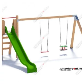 Állványos csúszda dupla hintával