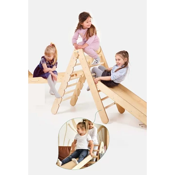 Montessori fejlesztő 3:1 - bordásfal csúszdával és hálóval