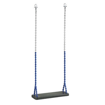 Közterületi hintaülés alumínium betéttel fekete+kék bevont lánc