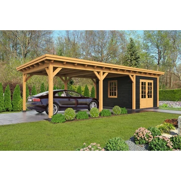 Kombinált kocsibeálló tárolóval -TYP07- XLméret fekete