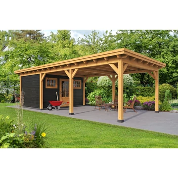 Kombinált kocsibeálló tárolóval -TYP08- XL méret fekete