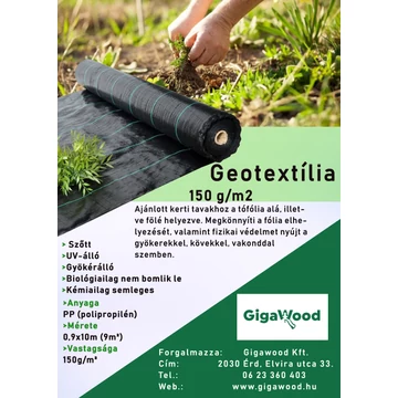 Geotextília PP szőtt 150 gr 0,9x10 m 9m2