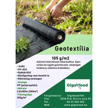 Geotextília PP szőtt 105 gr 2x100 m 200m2