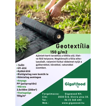 Geotextília PP szőtt 150 gr 2x100 m 200 m2